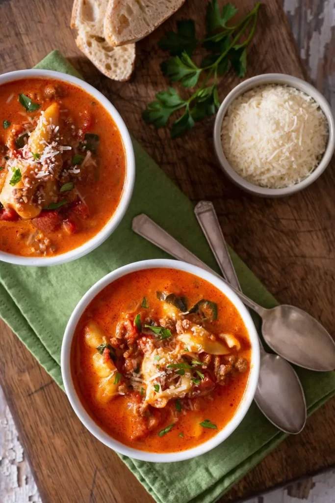 Tortellini Suppe in einer Schüssel serviert