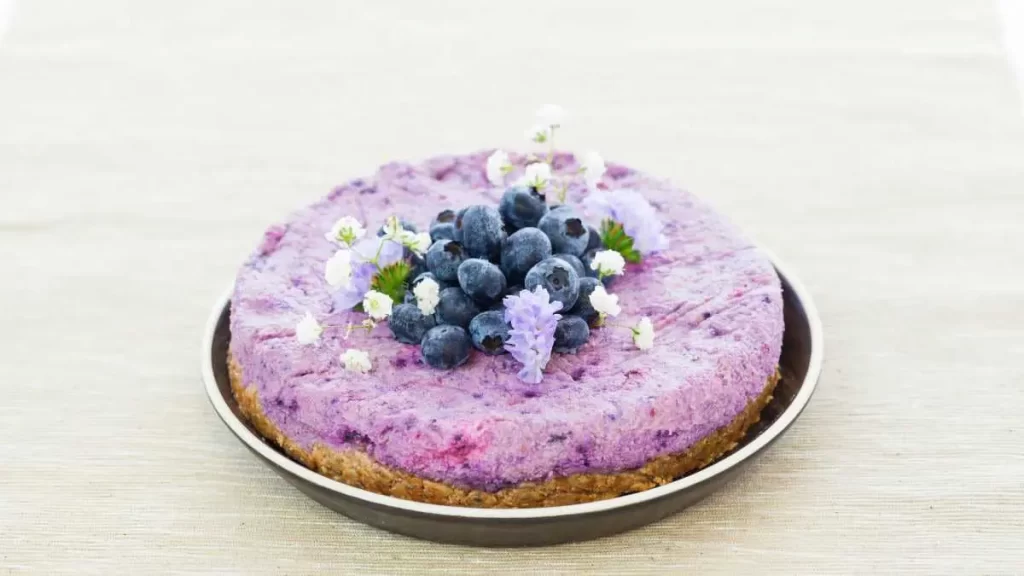  Gesunde vegane Torte mit frischen Blaubeeren