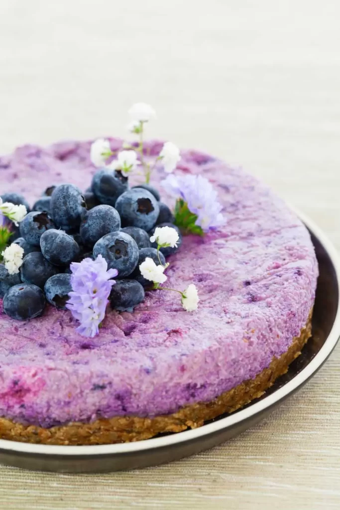 Leckere vegane Torte mit frischen Blaubeeren – veganes Dessert-Rezept